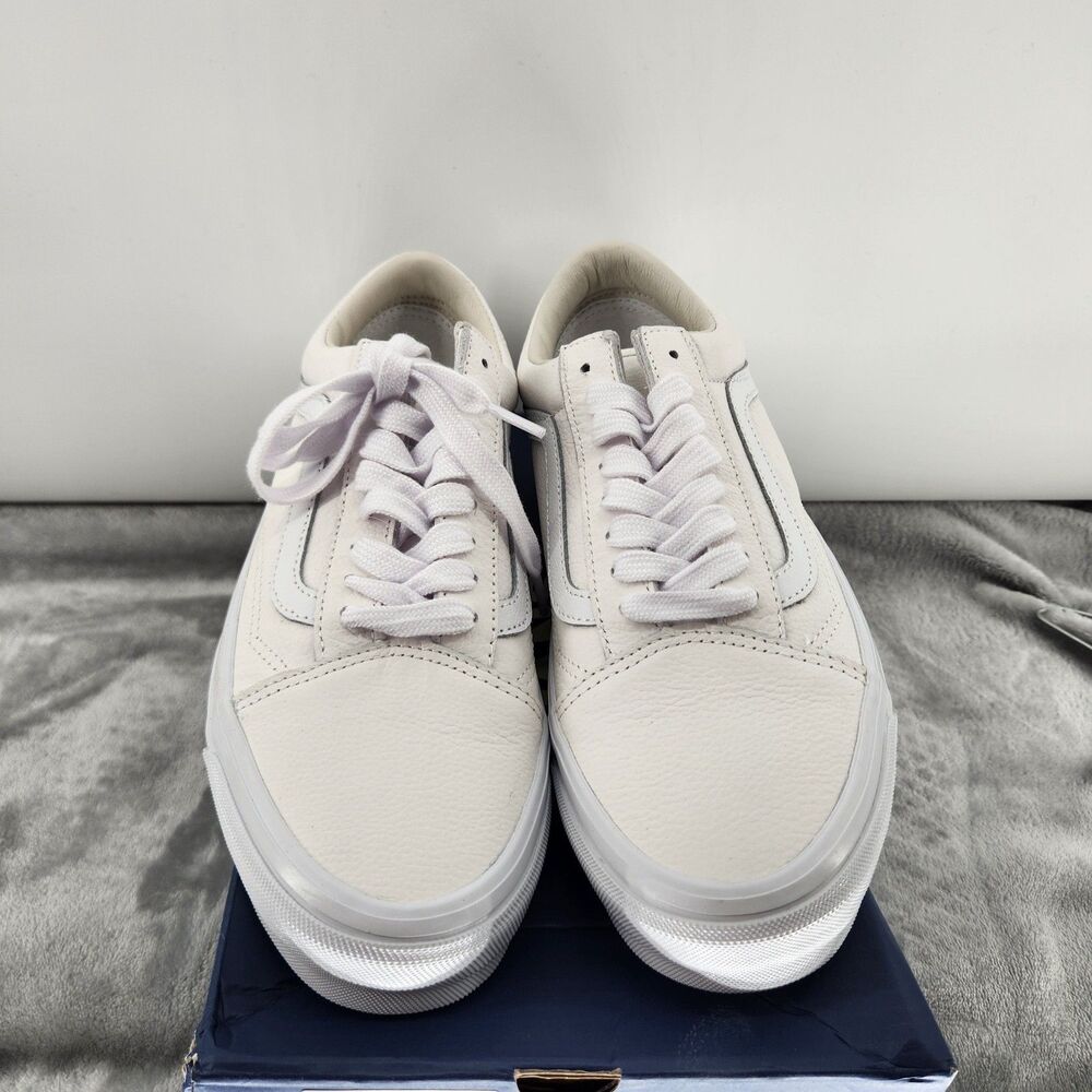 Vans Unisex Men's 7.0 Women's 8.5 White Leather LX Old Skool Sneaker Shoes‎ NWB